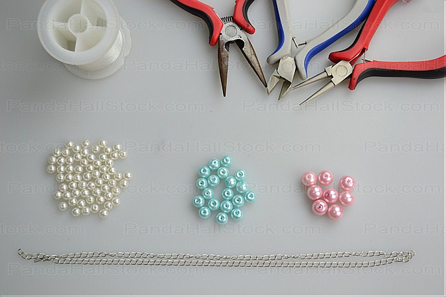 Materials needed for a handmade pearl jewelry